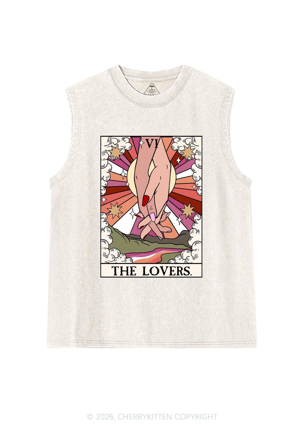 The Lesbian Lovers Pride Y2K Washed Muscle Tank Cherrykitten