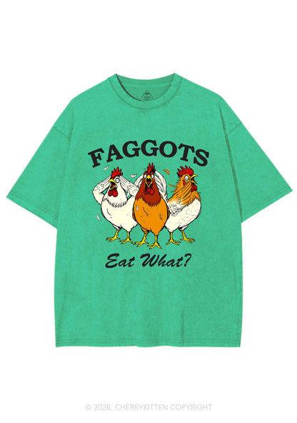 Faggots Eat What Pride Y2K Shirts Washed Tee Cherrykitten