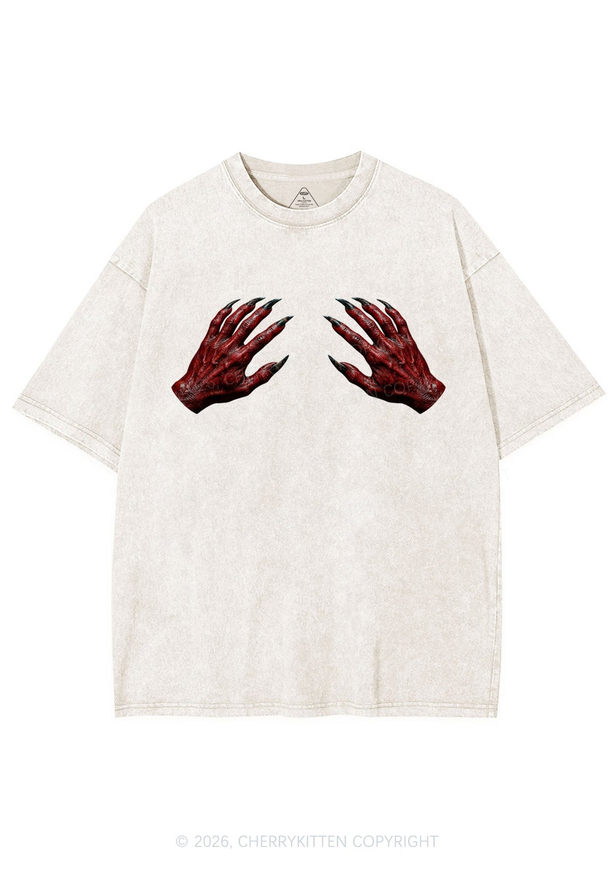 Halloween Satan Hands Y2K Shirts Washed Tee Cherrykitten
