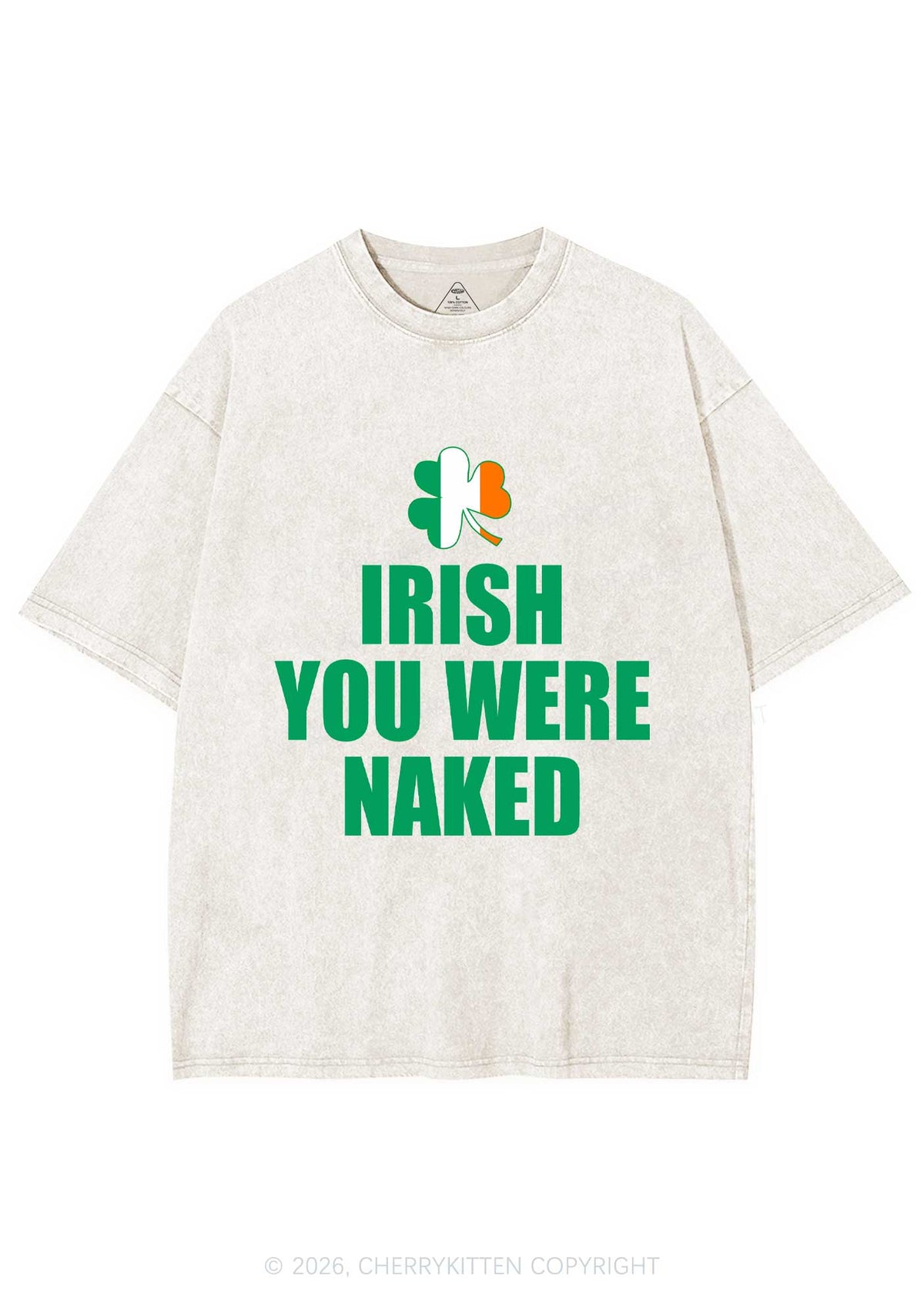 Irish You Were Naked St Patricks Y2K Shirts Washed Tee Cherrykitten