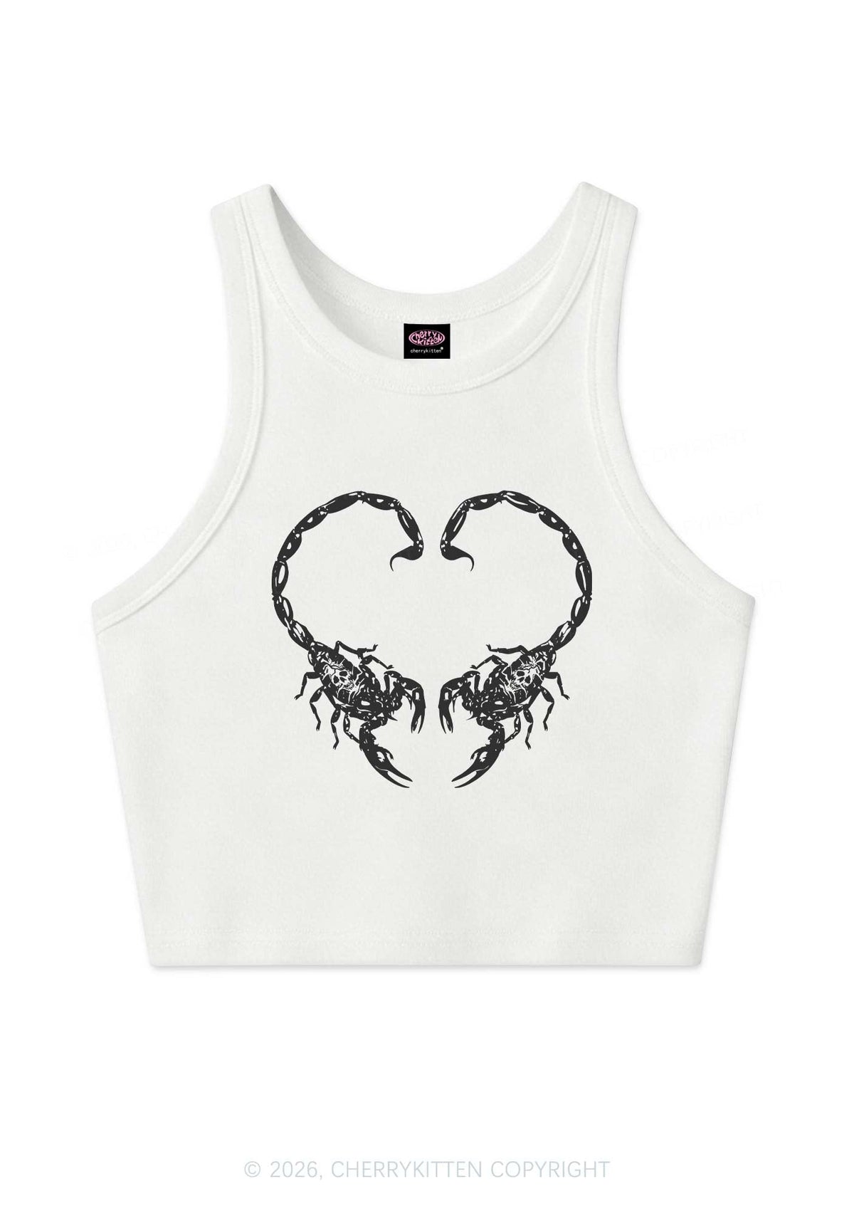 Skull Scorpion Heart Y2K Crop Tank Top Cherrykitten