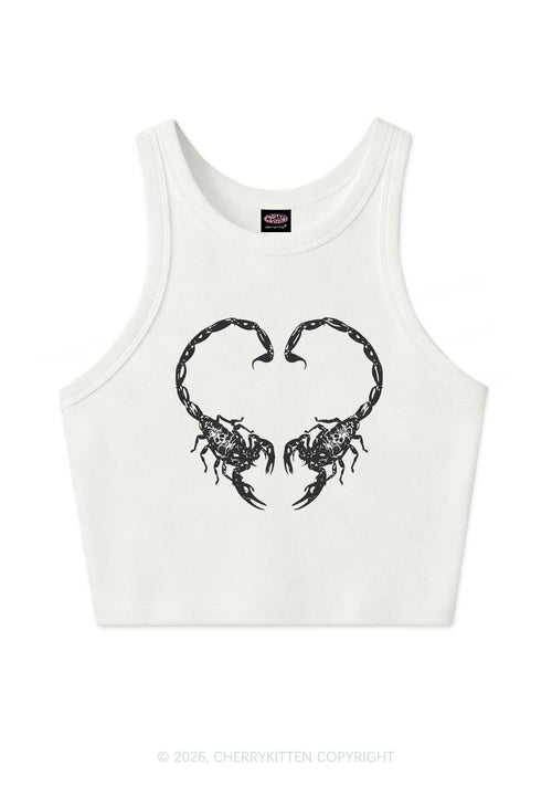 Skull Scorpion Heart Y2K Crop Tank Top Cherrykitten