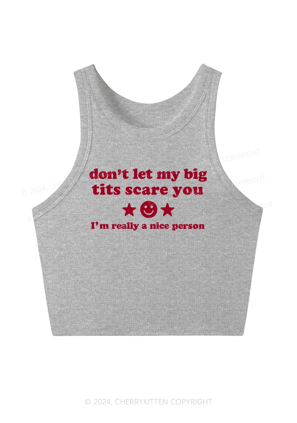 Don't Let My Big Txts Scare You Y2K Crop Tank Top Cherrykitten