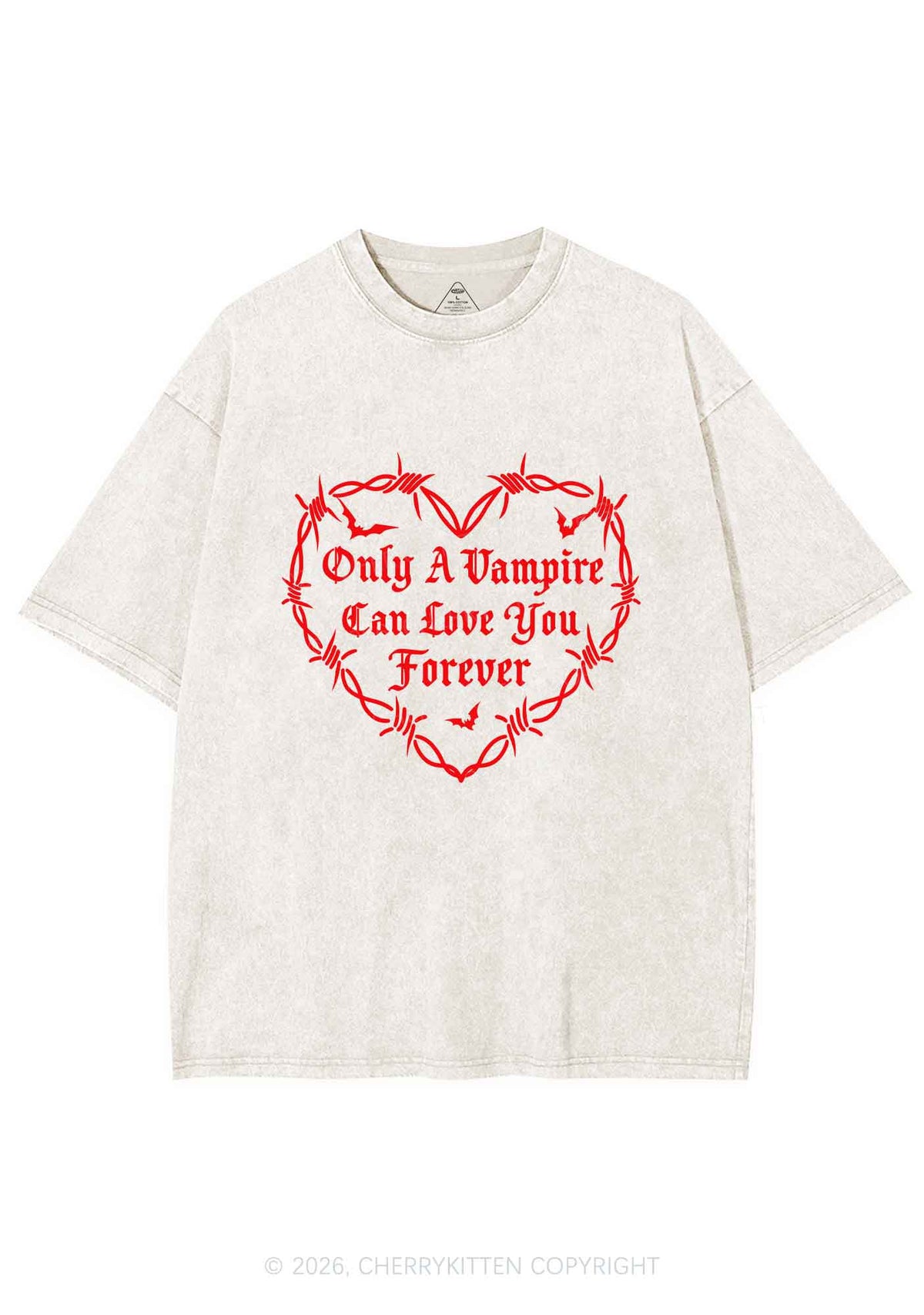 Halloween Vampire Love You Forever Y2K Shirts Washed Tee Cherrykitten