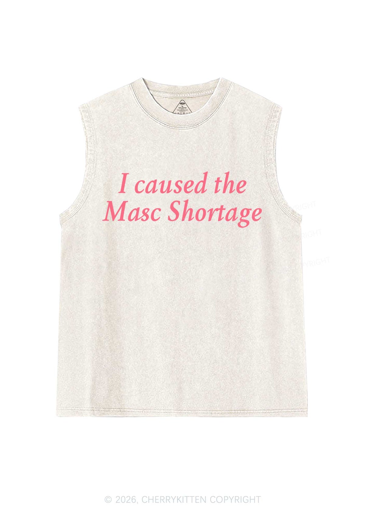 I Caused The Masc Shortage Pride Y2K Washed Muscle Tank Cherrykitten