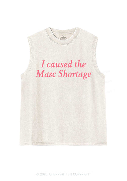 I Caused The Masc Shortage Pride Y2K Washed Muscle Tank Cherrykitten