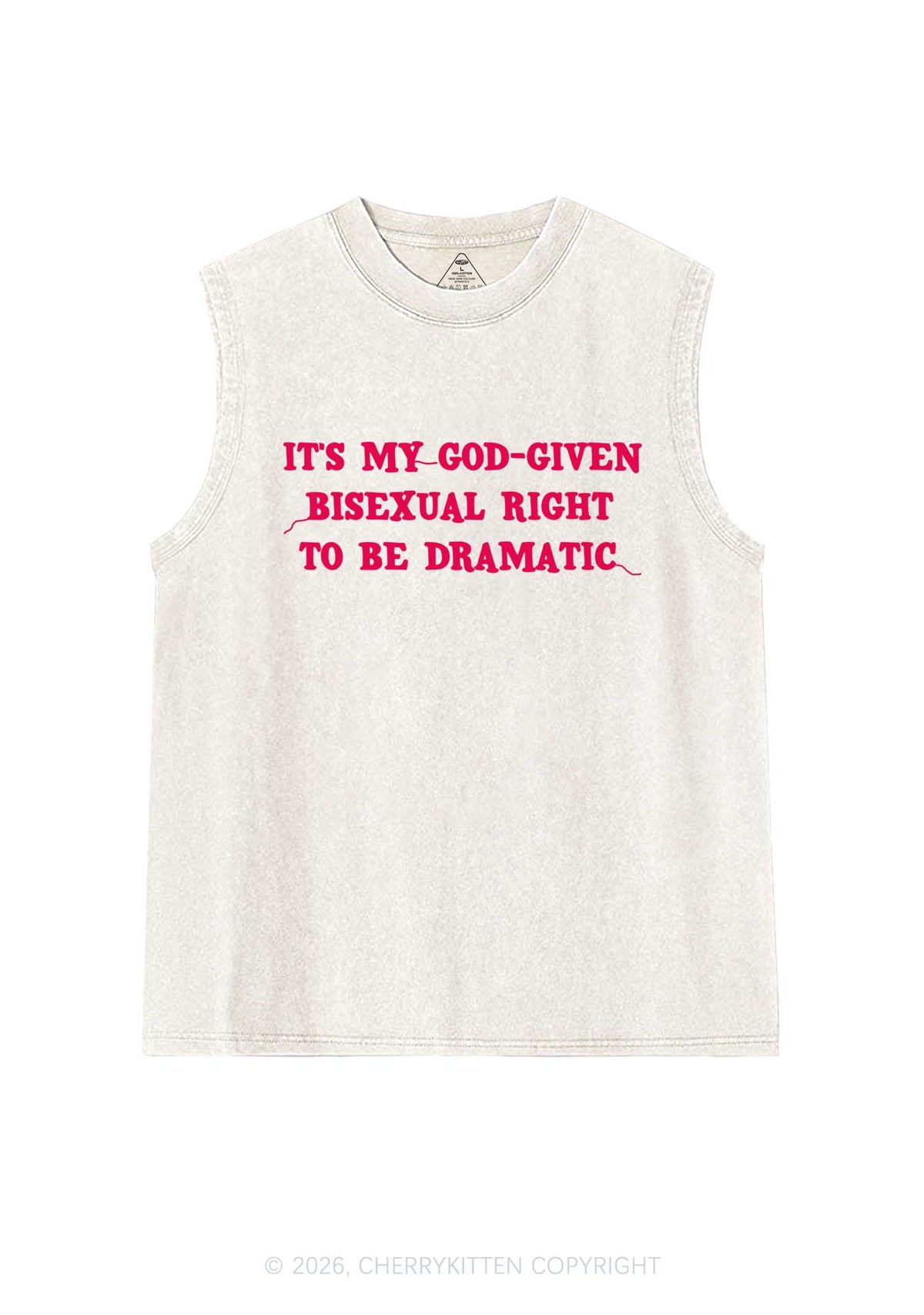 God Given Bisexual Right Pride Y2K Washed Muscle Tank Cherrykitten