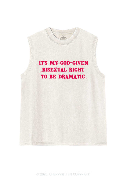 God Given Bisexual Right Pride Y2K Washed Muscle Tank Cherrykitten