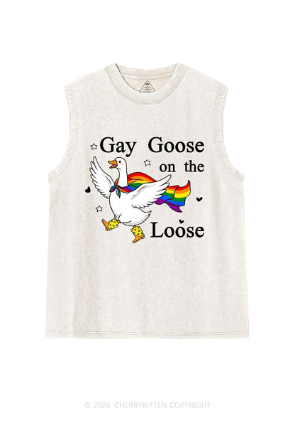 Gay Goose On The Loose Pride Y2K Washed Muscle Tank Cherrykitten