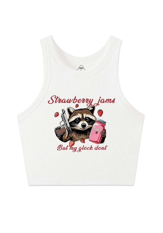 Strawberry Jams Raccoon Y2K Crop Tank Top Cherrykitten