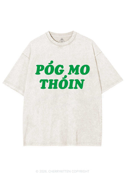 Pog Mo Thoin St Patricks Y2K Shirts Washed Tee Cherrykitten