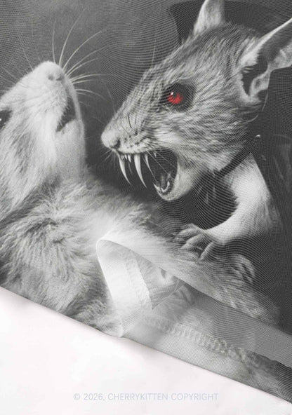 Halloween Vampire Rat Y2K Mesh Crop Top Cherrykitten