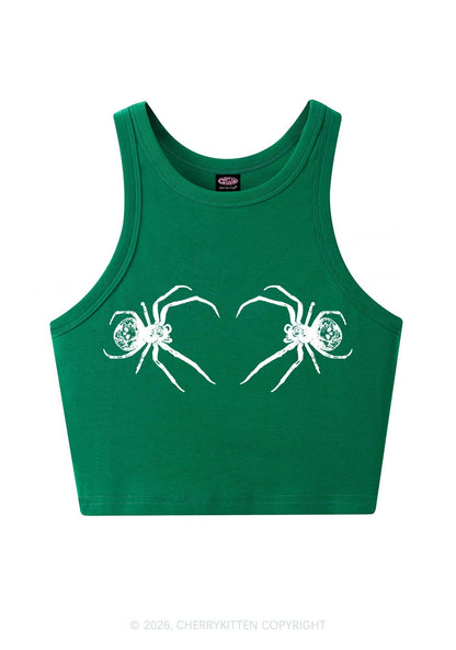 Skull Spider Y2K Crop Tank Top Cherrykitten