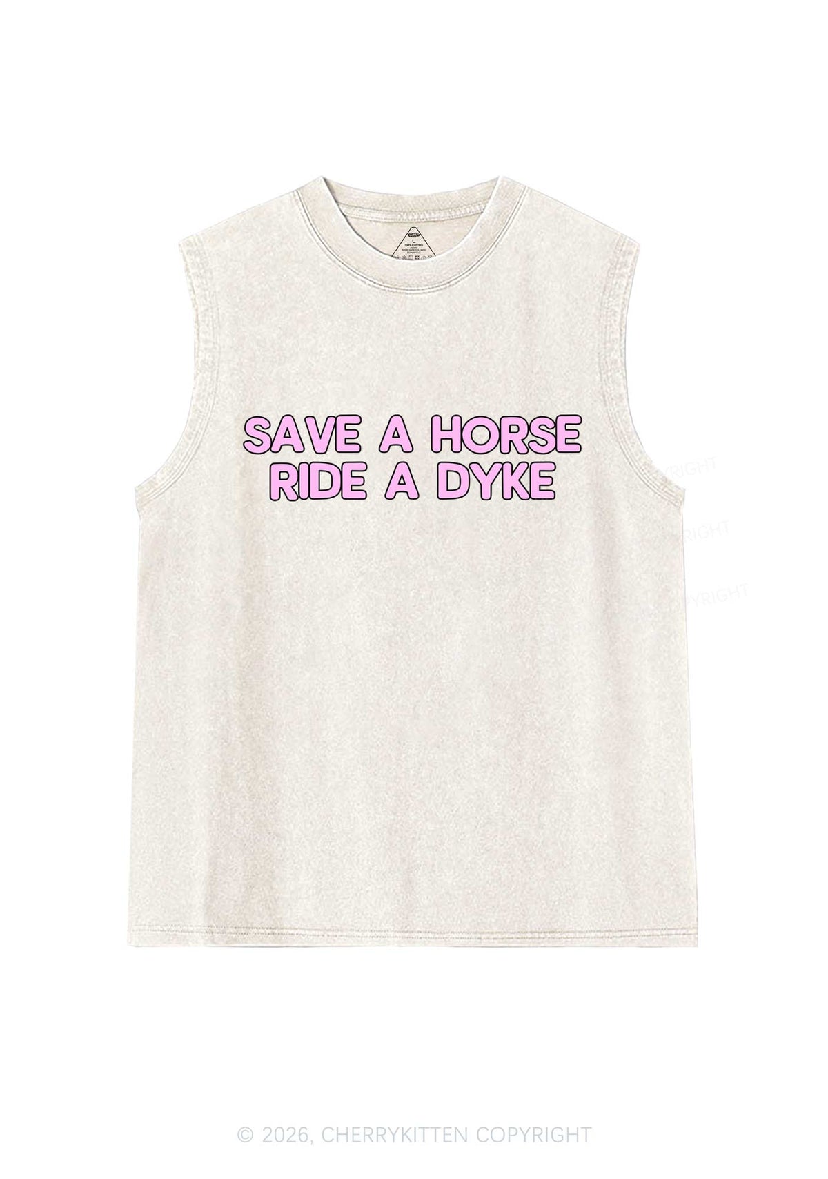 Save Horse Ride Dyke Pride Y2K Washed Muscle Tank Cherrykitten
