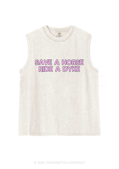 Save Horse Ride Dyke Pride Y2K Washed Muscle Tank Cherrykitten