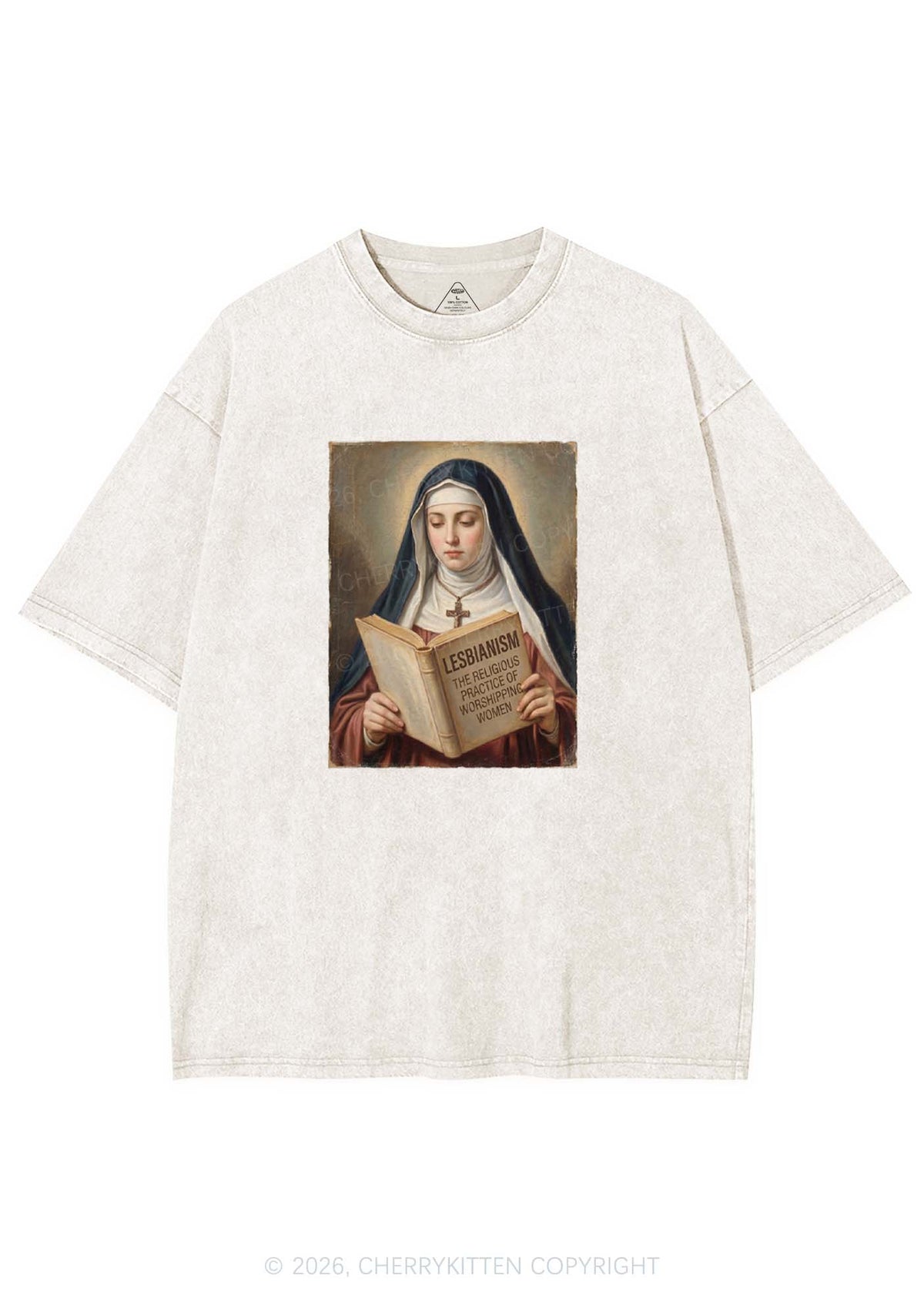 Lesbianism Nun Pride Y2K Shirts Washed Tee Cherrykitten