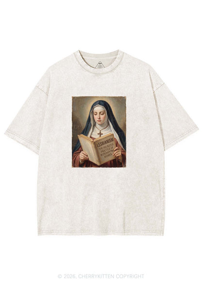 Lesbianism Nun Pride Y2K Shirts Washed Tee Cherrykitten