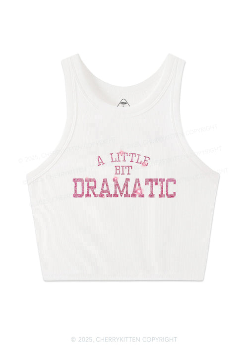 Rhinestone A Little Bit Dramatic Y2K Crop Tank Top Cherrykitten