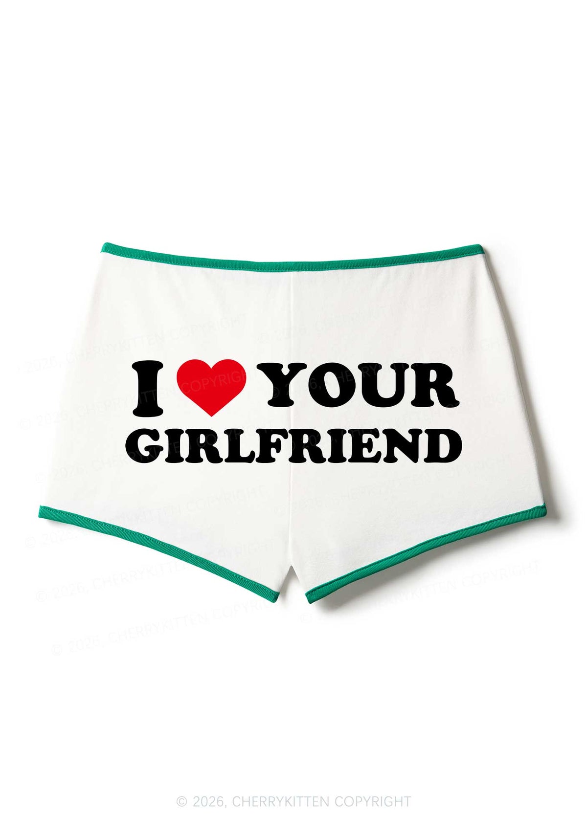 I Love Your GF Valentine's Day Y2K Booty Shorts Cherrykitten