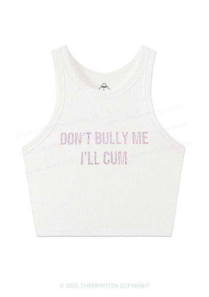 Rhinestone Dont Bully Me Y2K Crop Tank Top Cherrykitten