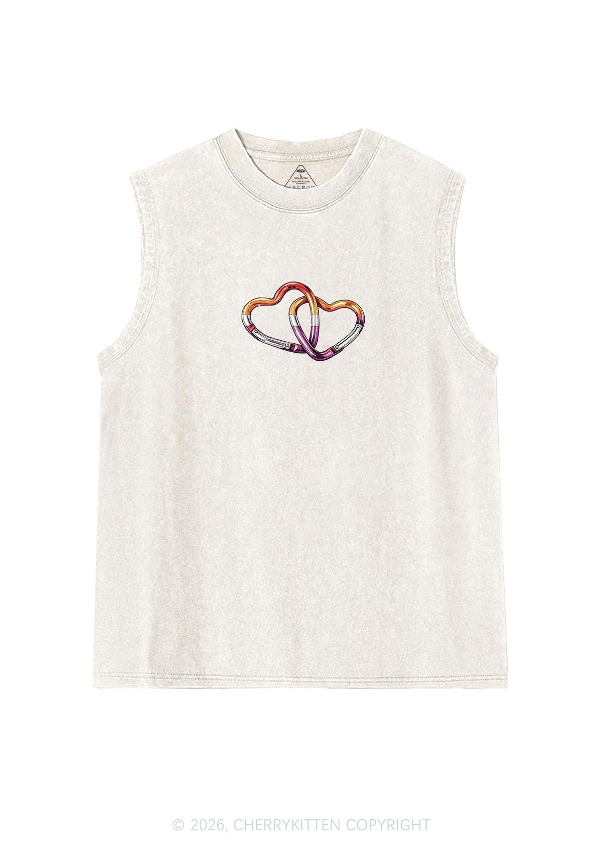 Carabiner Hearts Pride Y2K Washed Muscle Tank Cherrykitten