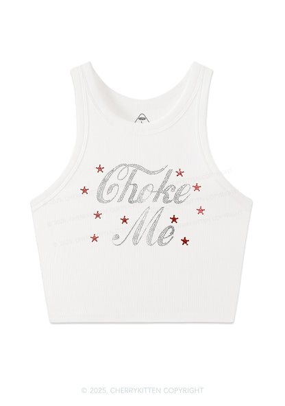 Rhinestone Choke Me Y2K Crop Tank Top Cherrykitten