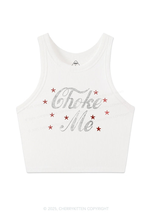 Rhinestone Choke Me Y2K Crop Tank Top Cherrykitten