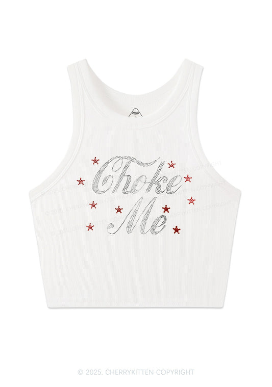 Rhinestone Choke Me Y2K Crop Tank Top Cherrykitten