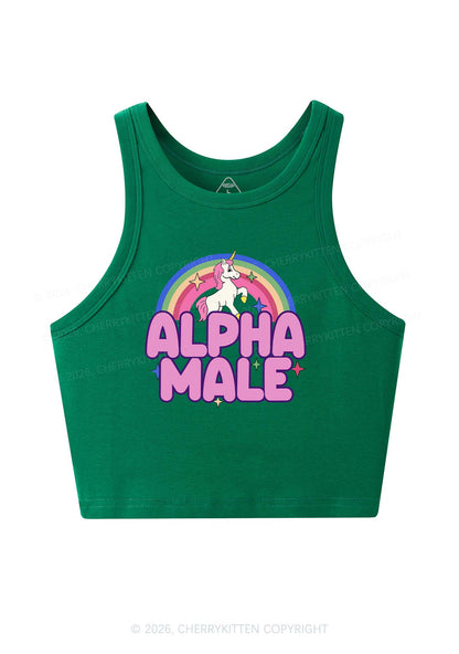 Rainbow Unicorn Alpha Male Y2K Crop Tank Top Cherrykitten