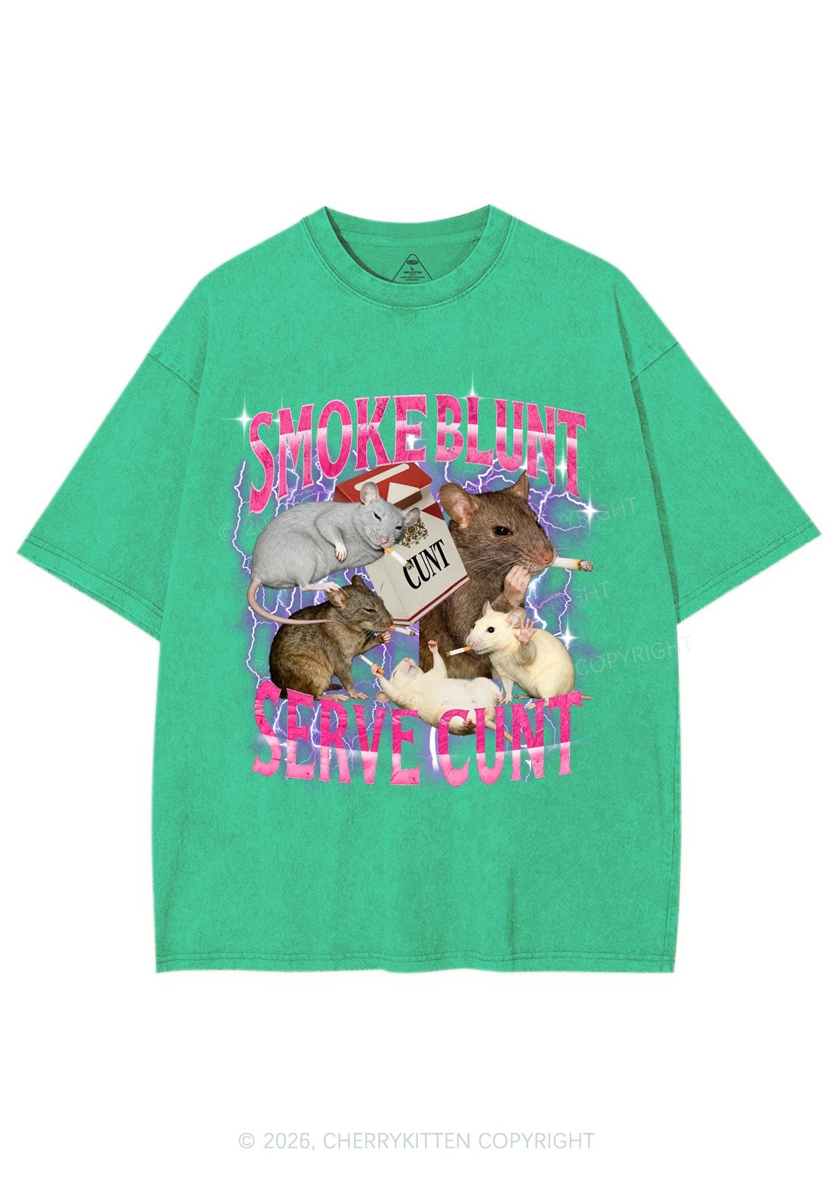 Smoke Blunt Rats Y2K Shirts Washed Tee Cherrykitten