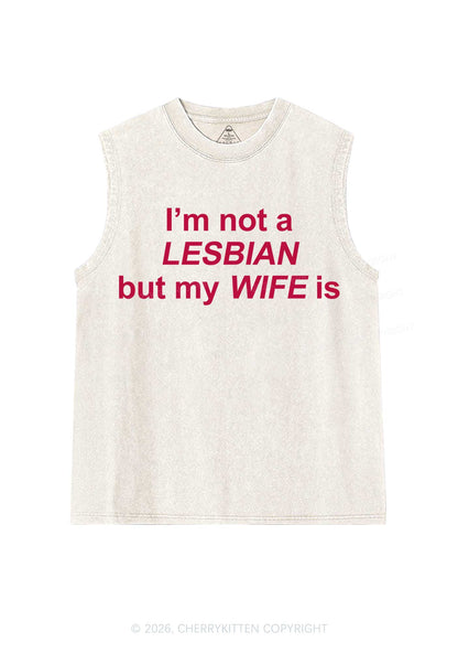 My Wife Is Lesbian Pride Y2K Washed Muscle Tank Cherrykitten