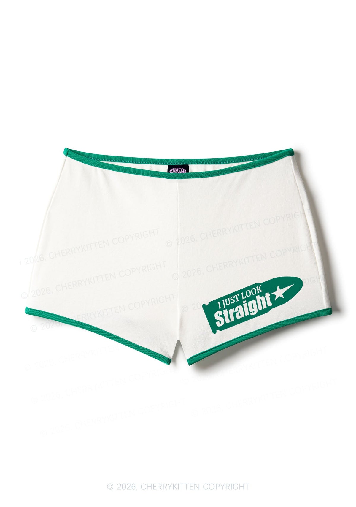 I Just Look Straight Pride Y2K Booty Shorts Cherrykitten