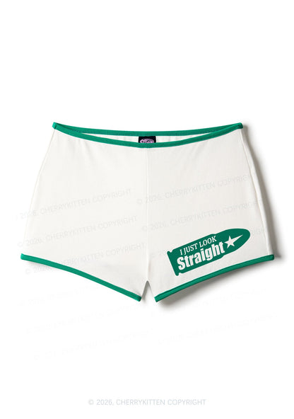 I Just Look Straight Pride Y2K Booty Shorts Cherrykitten