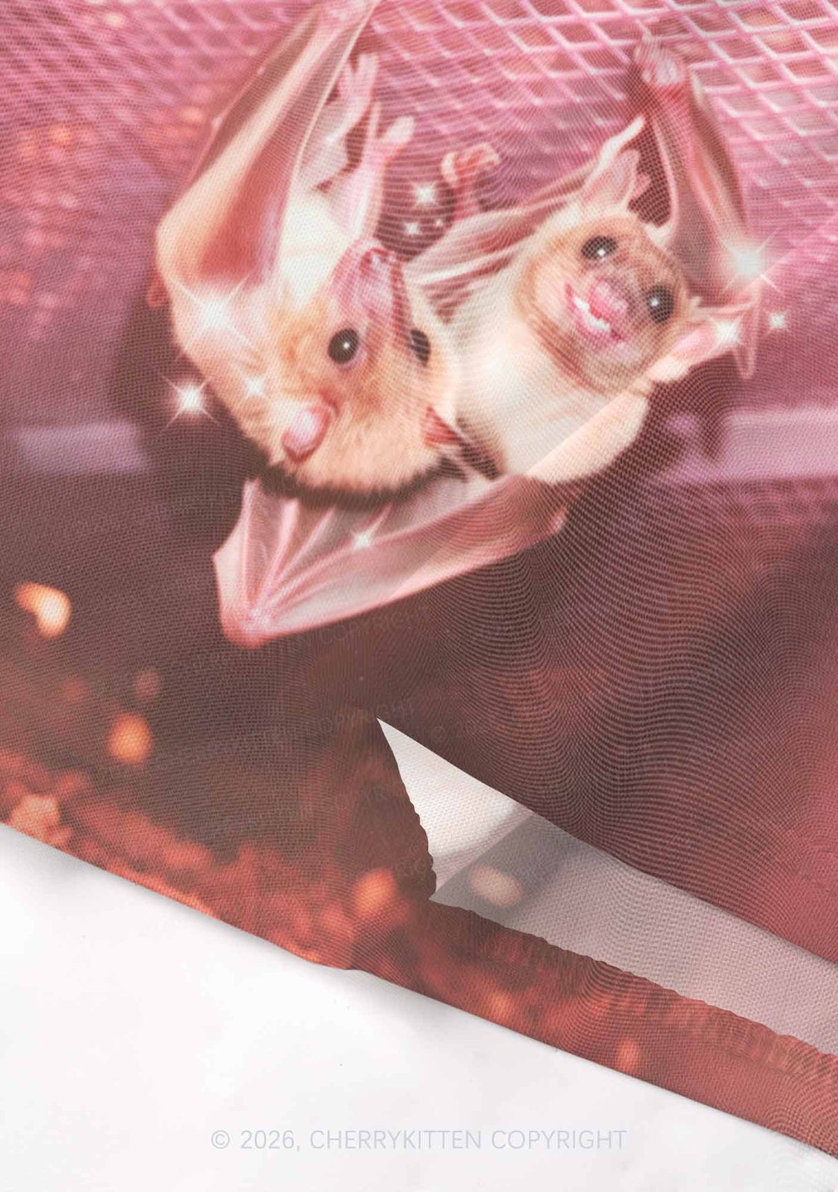Halloween Two Baby Bats Y2K Mesh Crop Top Cherrykitten