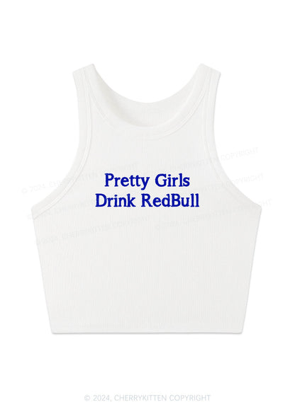 Pretty Girls Drink Red Y2K Crop Tank Top Cherrykitten