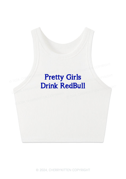 Pretty Girls Drink Red Y2K Crop Tank Top Cherrykitten