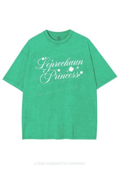 Leprechaun Princess St Patricks Y2K Shirts Washed Tee Cherrykitten