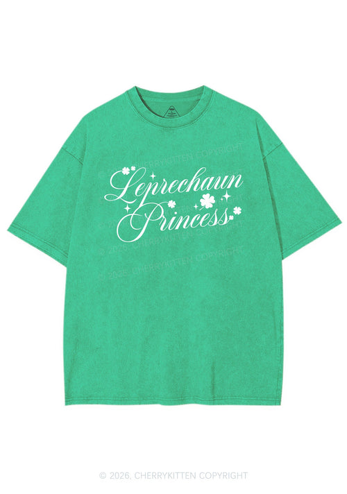 Leprechaun Princess St Patricks Y2K Shirts Washed Tee Cherrykitten