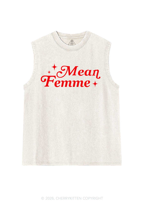 Mean Femme Pride Y2K Washed Muscle Tank Cherrykitten
