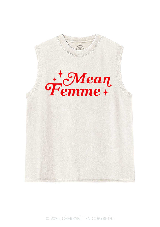 Mean Femme Pride Y2K Washed Muscle Tank Cherrykitten