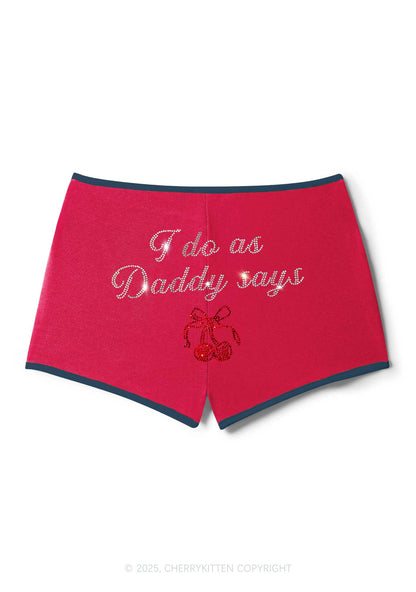 Rhinestone I Do As Daddy Says Y2K Booty Shorts Cherrykitten