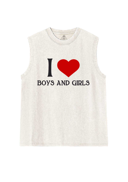 I Love Boys and Girls Pride Y2K Washed Muscle Tank Cherrykitten