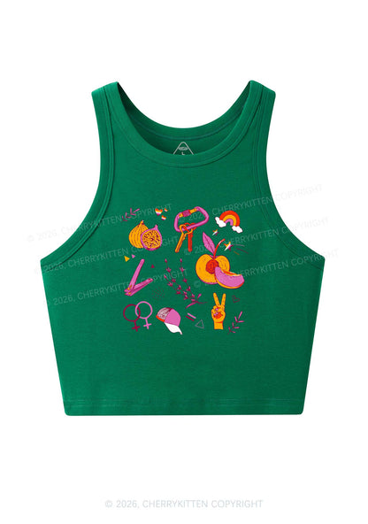 Lesbian Symbols Y2K Crop Tank Top Cherrykitten