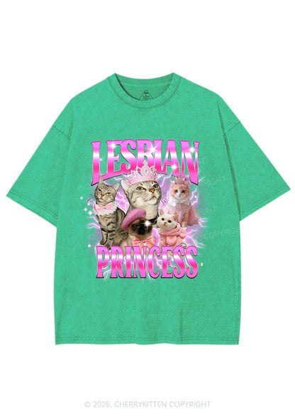 Lesbian Princess Cats Y2K Shirts Washed Tee Cherrykitten