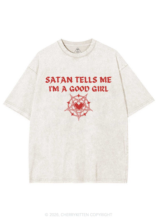 Halloween Im A Good Girl Y2K Shirts Washed Tee Cherrykitten