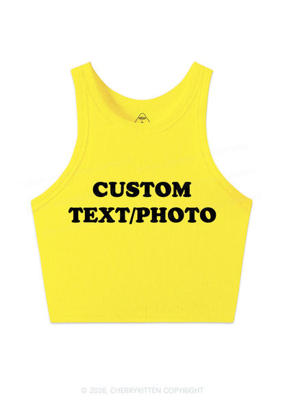 Custom Text Y2K Crop Tank Top Cherrykitten