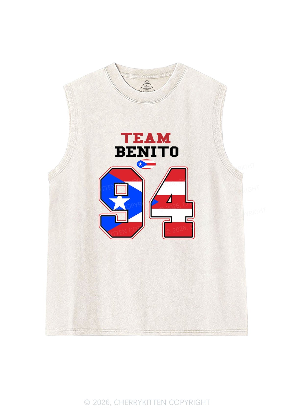 Black Team Bunny Y2K Washed Muscle Tank Cherrykitten