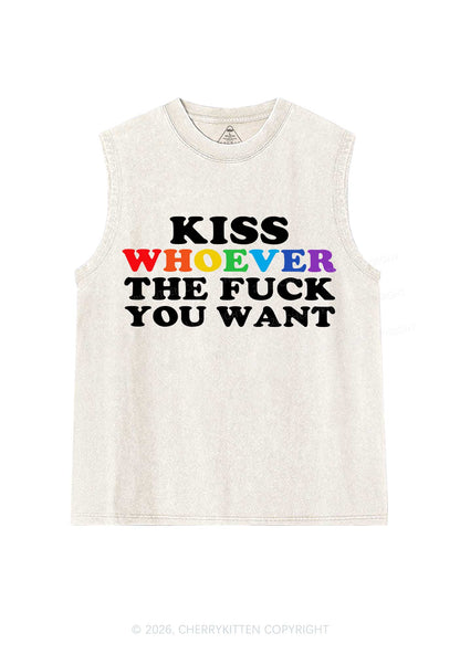Kiss Whoever You Want Pride Y2K Washed Muscle Tank Cherrykitten