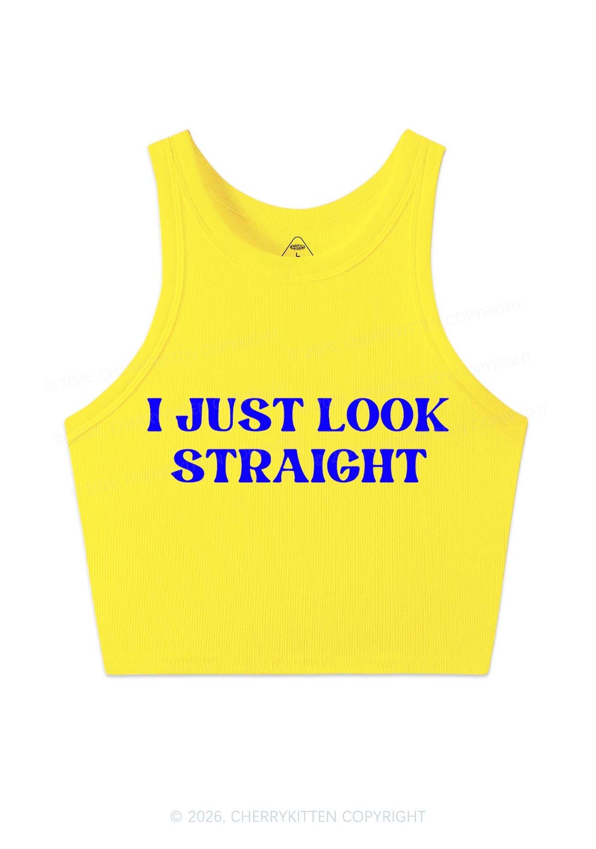 I Just Look Straight Y2K Crop Tank Top Cherrykitten