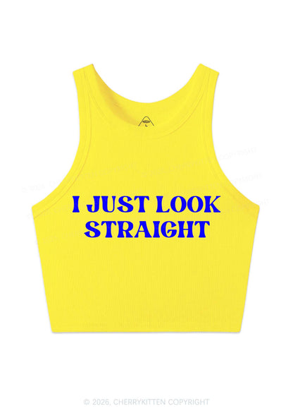 I Just Look Straight Y2K Crop Tank Top Cherrykitten